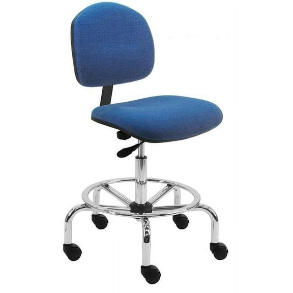 BenchPro LCT-F1A-Blue Fabric Seating Chair with Chrome Base & 20 to 28 in. Height Adjustment, Blue