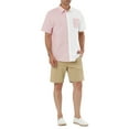 thumbnail image 2 of Lars Amadeus Men's Shirts Short Sleeve Summer Cotton Patchwork Button Down Shirts S White Pink, 2 of 6