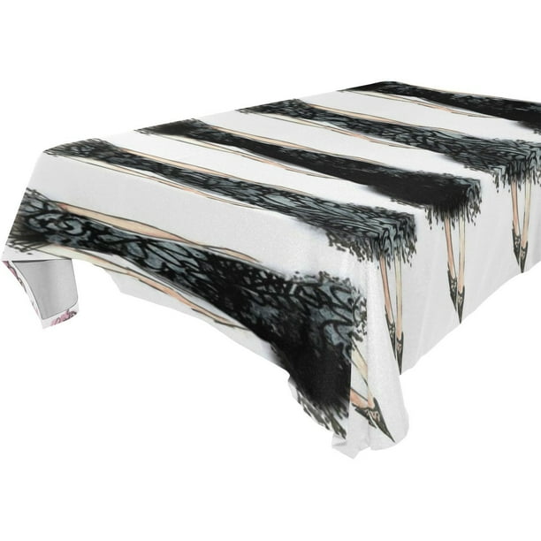 POPCreation Black Lace Girls Tablecloth 60x120 inches