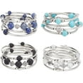 thumbnail image 1 of Pulseras de cuentas apilables con capas envolventes para mujer, estilo bohemio, de plata, joyería de moda en capas, regalos., 1 of 7