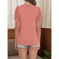 thumbnail image 2 of Womens Summer Tops Short Sleeve V Neck T Shirts Swiss Dot Puff Sleeve Tops Loose Casual Tshirts, 2 of 5