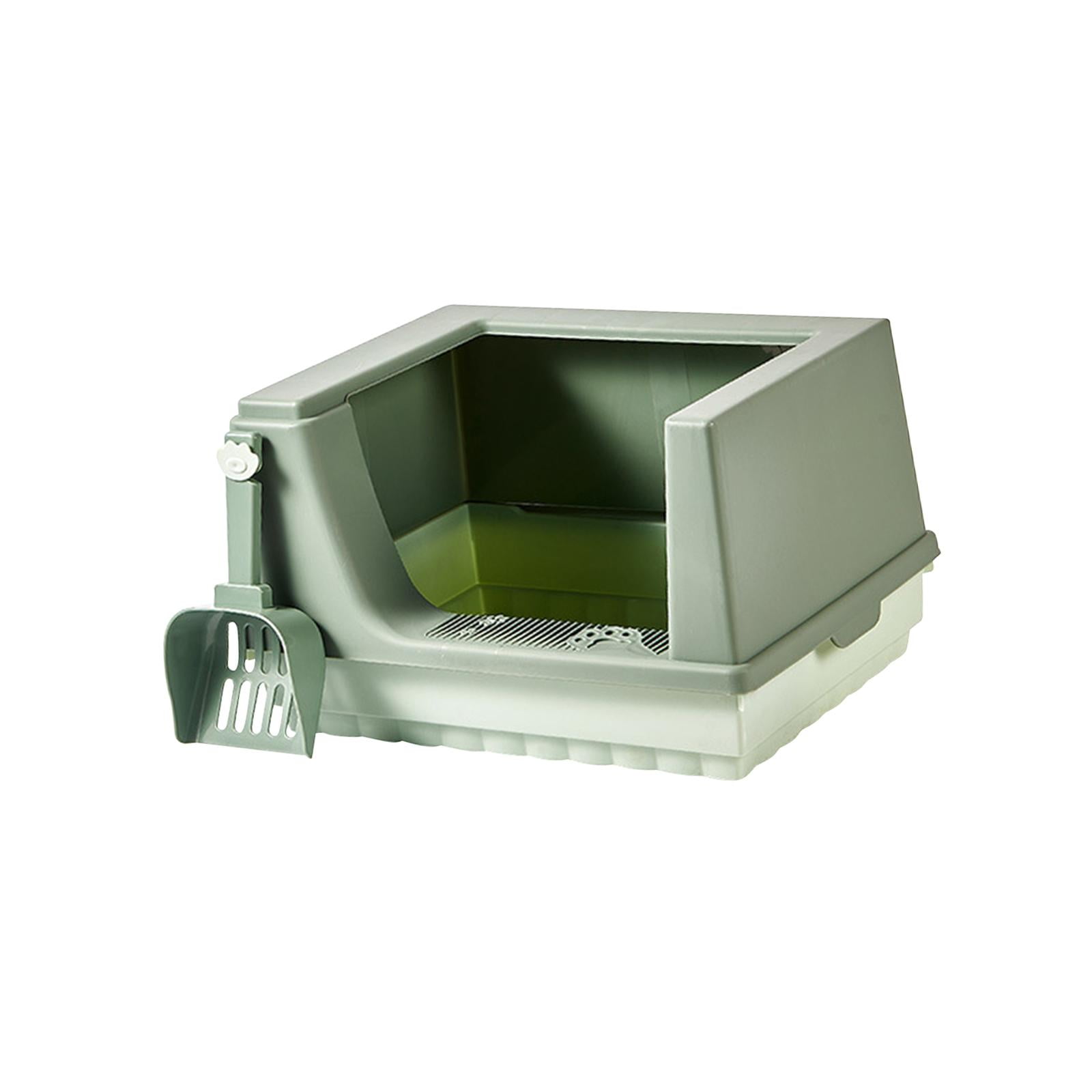 Bvdfgk Cat Litter Box Litter Tray Bottom Detachable Semi Enclosed with Portable Antiing Green L
