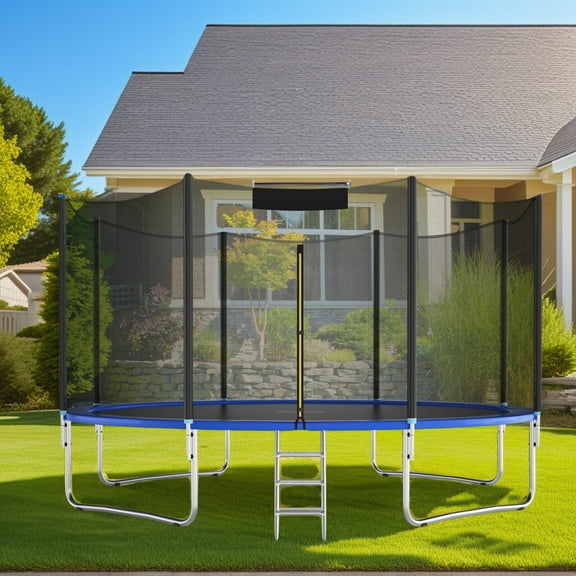 Resenkos Bounce Trampoline Replacement Safety Enclosure Net,Trampoline Replacement Protection Enclosure Net with Zipper-14ft