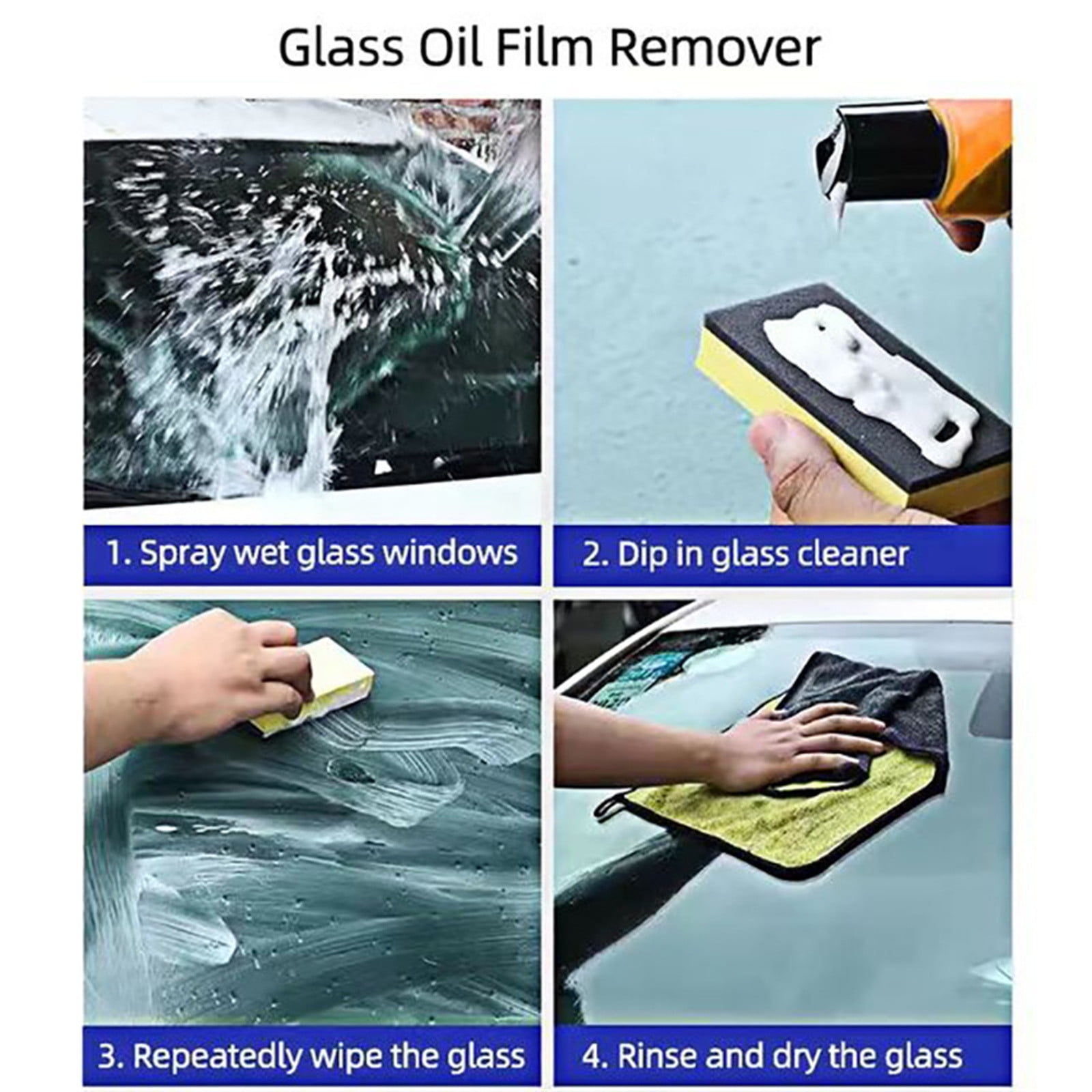 Cadorn Car Oil Film Removal Paste, Glass Stain & Water Mark Cleaner, Auto Windshield Polishing & Decontamination Kit