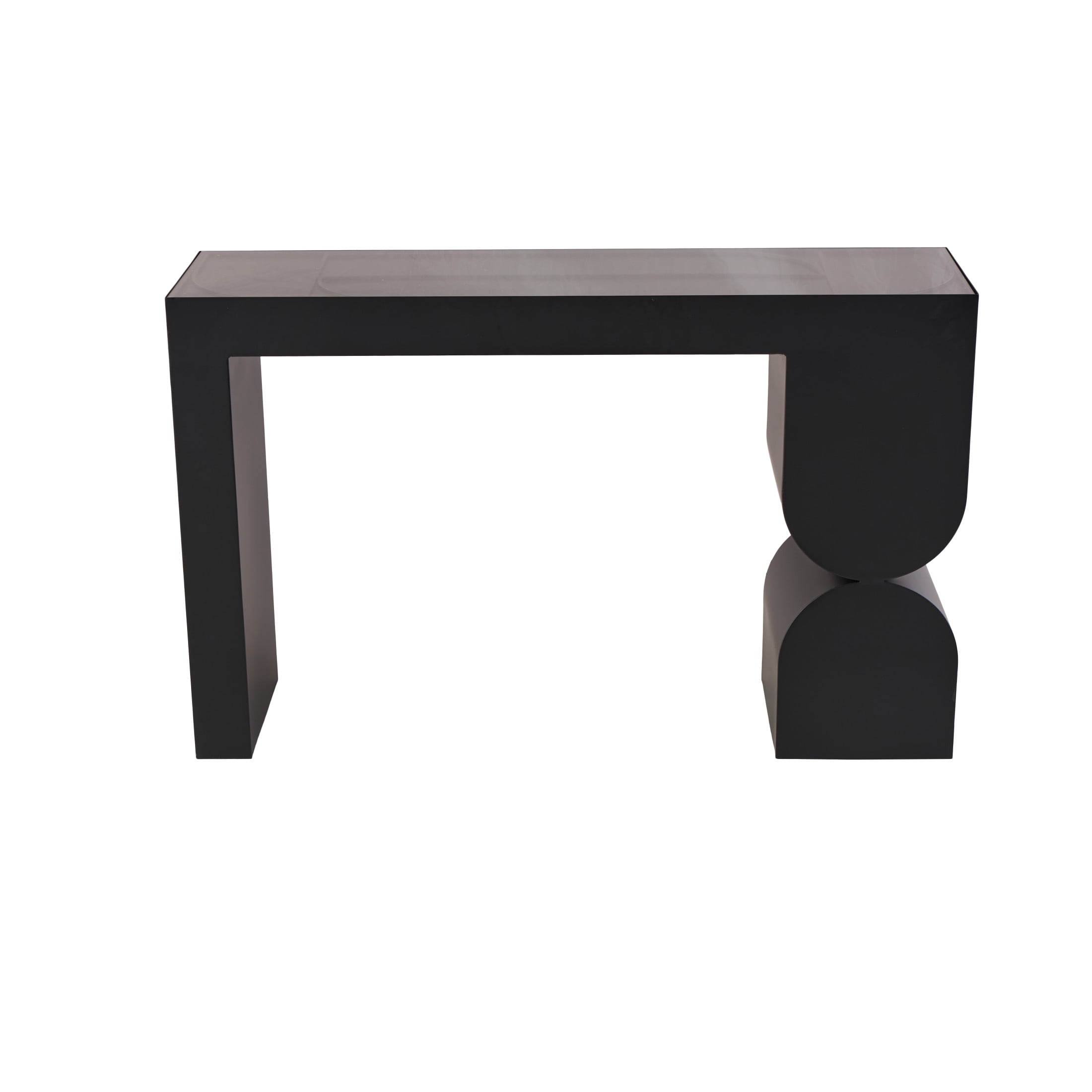 DecMode 47" x 30" Black Metal Rectangular Geometric Console Table with Stacked Arched Table Leg, 1-Piece