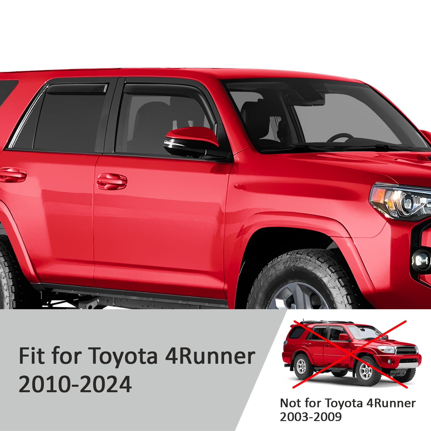 Voron Glass in-Channel Extra Durable Rain Guards for Toyota 4Runner 2010-2024, Window Deflectors, Vent Window Visors, 4 Pieces - 220101
