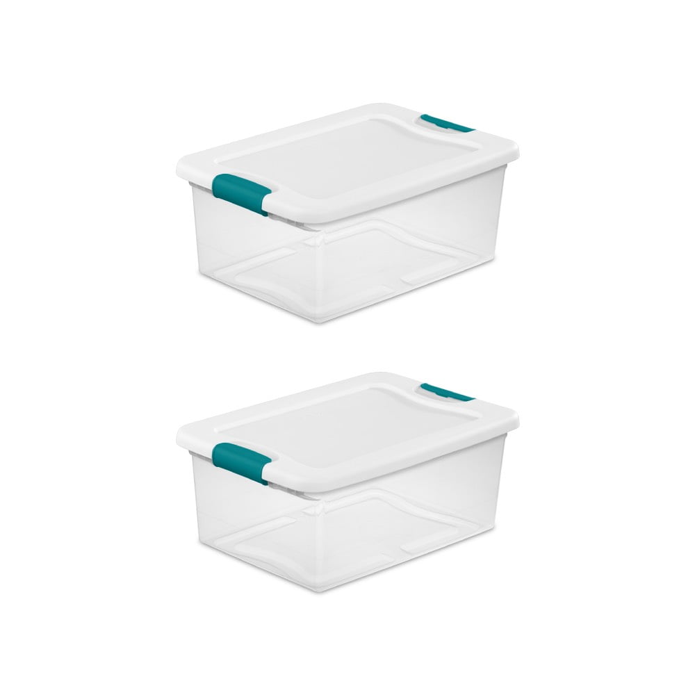 Sterilite Plastic Storage Container 1494 15 Quart Latching Box Clear New, 2Pack