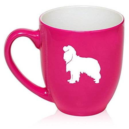 Tri Cavalier King Charles Spaniel - 16 oz Large Bistro Mug Ceramic Coffee Tea Glass Cup Cavalier King Charles Spaniel (Hot Pink)