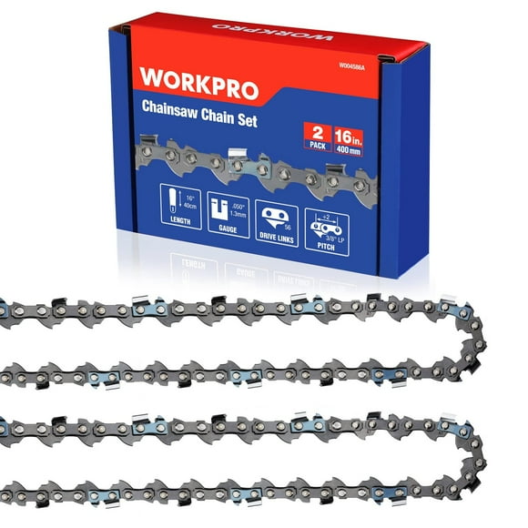 16-Inch Chainsaw Chain 2-Pack, 3/8" Pitch, 56 Drive Links for Wood Cutting