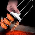 thumbnail image 4 of 3-Way Grill Skewers - 14.7 Inch 3-Prong Stainless Steel BBQ Skewers with Push Slider Bar - Heavy Duty Reusable Metal Grilling Skewers for Meat Chicken Sausages Veggies, 4 of 7