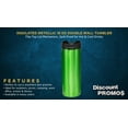 thumbnail image 2 of Metallic 16 Oz Double Wall Tumbler - Flip-Top Lid Mechanism, Spill Proof - Hot or Cold Drinks - Plastic Interior, Aluminum Exterior Slim Design - Green - 10 Pack, 2 of 5