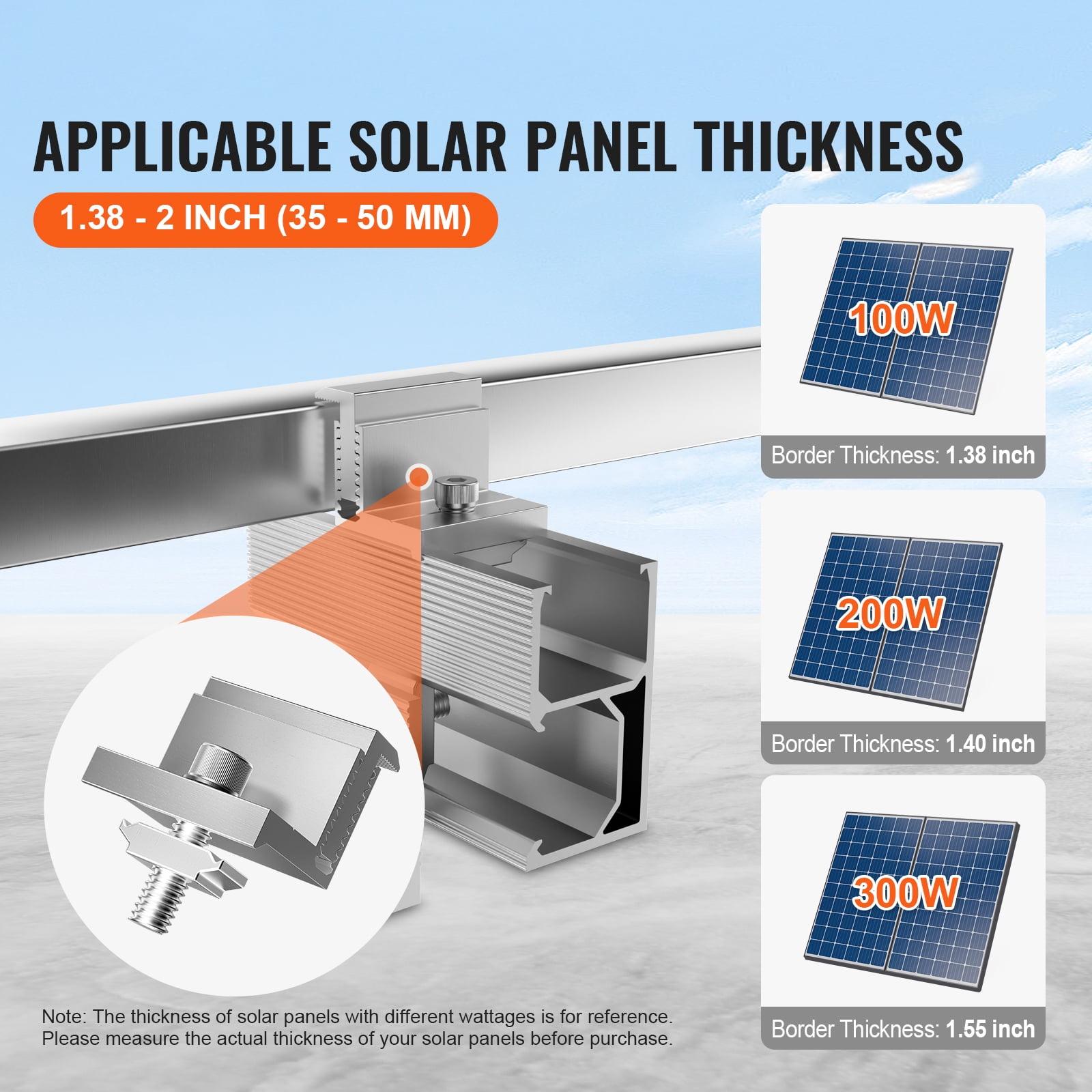 KFFKFF Solar Panel Z Fixing Brackets, 35-50mm Modifiable Solar Panel Terminal Clamps, Featherweight Anodized Aluminum Solar Panel Mount Z Brackets for Recreational Vehicles, Camping Vehicles