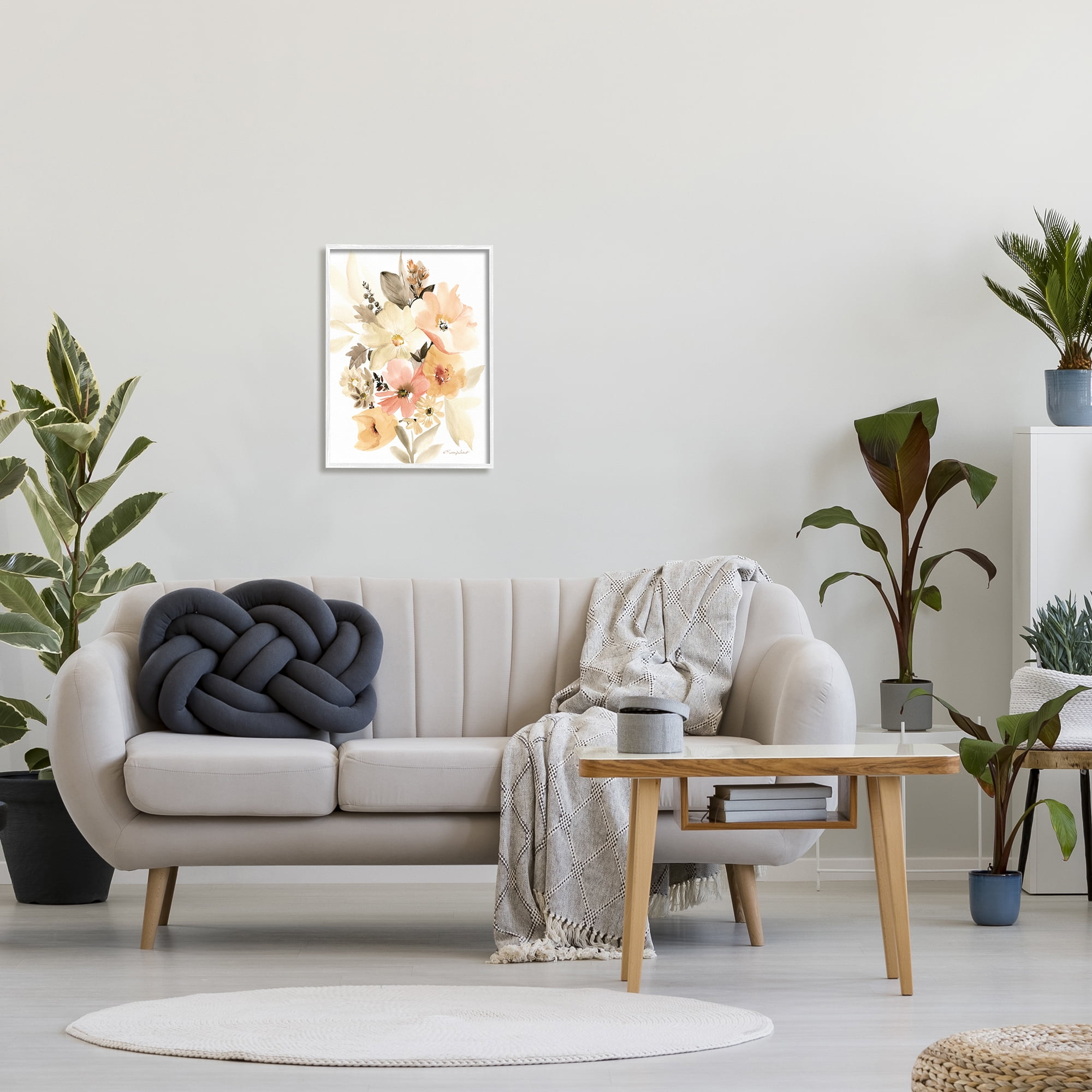 Stupell Industries Mixed Muted Bouquet Botanical & Floral Painting White Framed Art Print Wall Art, 16 x 20