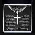 thumbnail image 6 of 85th Anniversary Necklace for Husband 85 Years Anniversary Jewelry for Him Men Cuban Link Chain with Cross Pendant, 6 of 9