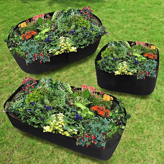 24x24 Inch Fabric Raised Garden Bed Rectangle Breathable Planting Container for Vegetables and Herbs in Balcony Garden Growth Bag