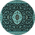 thumbnail image 1 of Ahgly Company Indoor Round Medallion Light Blue Traditional Area Rugs, 6' Round, 1 of 4