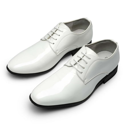Bruno Marc Men s Faux Patent Leather Dress Shoes Classic Lace-up Formal Oxford WHITE CEREMONY-06 size 11
