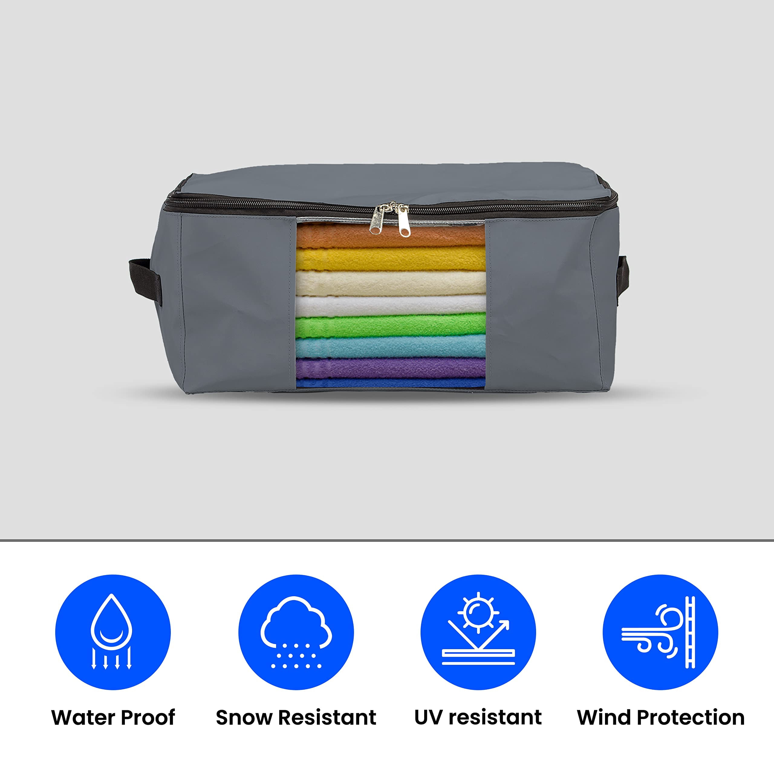 COVERS&ALL Storage Bags, Made of 12 Oz Waterproof, UV-Resistant & Tear-Proof Cover Max Fabric, Multipurpose for Indoors/Outdoors (Pack of 5, Grey)