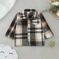 thumbnail image 2 of Povozer Girls Flannel Shirts Baby Boys' and Toddler Long Sleeve Button Down Shirt Size for 18-24 Months,Grey, 2 of 7