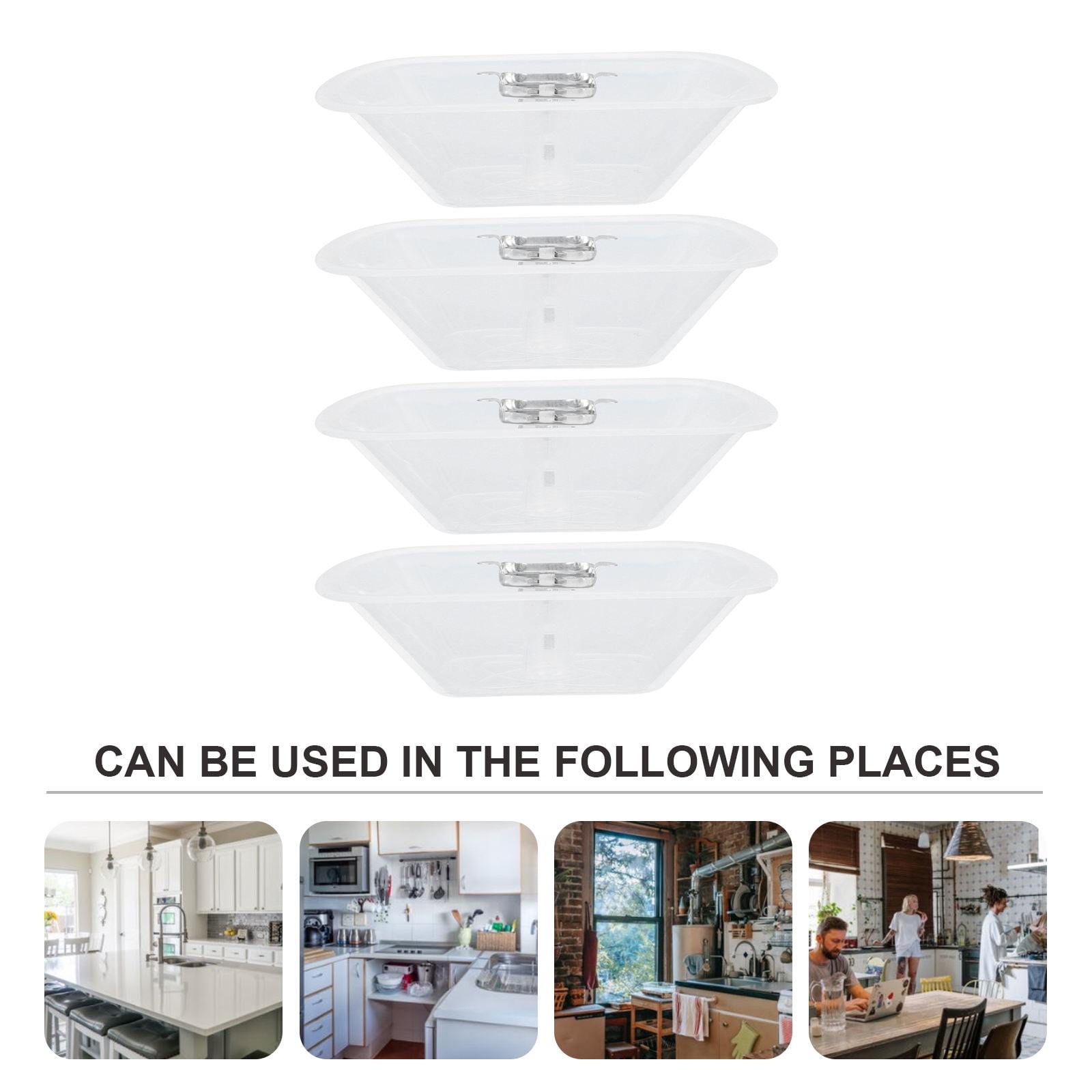 COSMOBETTY 4Pcs Versatile Transparent Oil Collecting Bowls Universal Use for Range Hood Kitchen Storage