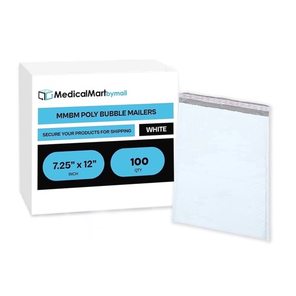 MMBM #1 Poly Bubble Mailers 7.25" x 12" Water Resistant Envelopes for Shipping Retail Goods 100 Pack