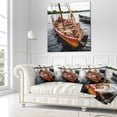 thumbnail image 3 of Designart Vintage Wooden Boat - Seascape Throw Pillow - 18x18, 3 of 5
