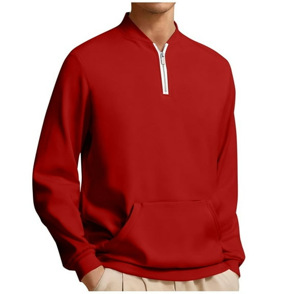Atogsazn Men's 1/4 Zip Sweatshirt Casual Long Sleeve Pullover Jogger Sweatshirts Fall Outfit Clothing Red XL Fashion
