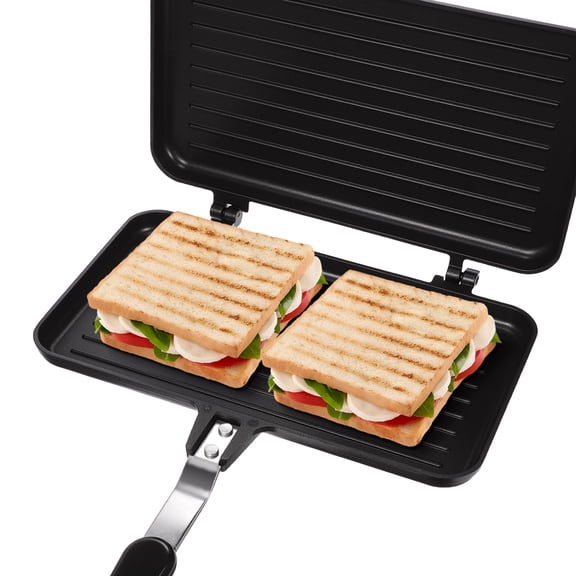 NIAIZEK Double-Sided Nonstick Black Aluminum Sandwich Maker Pan for Home Kitchen, Easy to Clean and