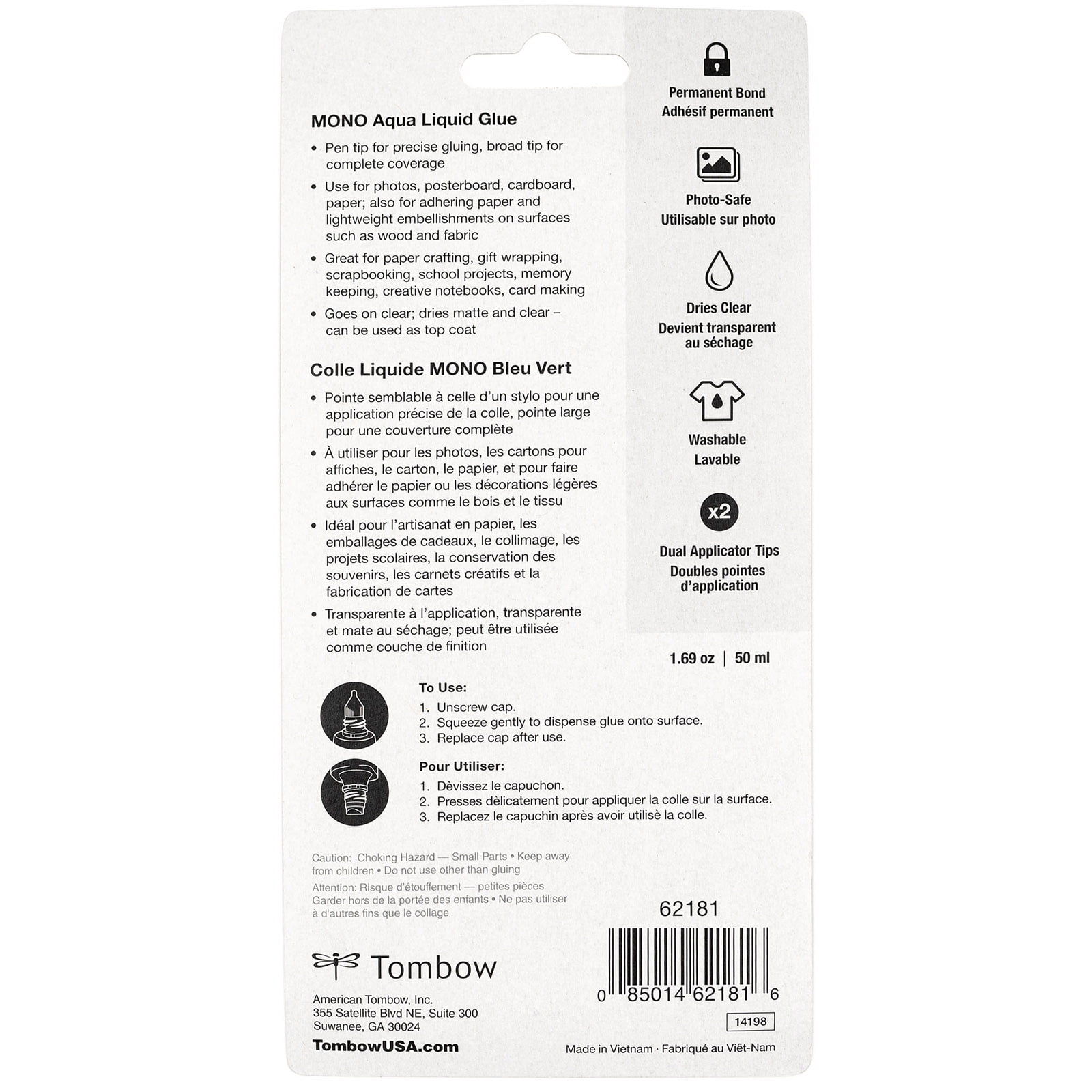 Tombow Mono Aqua Permanent Liquid Glue - Acid Free, Washable Glue for Photos, Collages, and Arts & Crafts - Bulk 24 Pack