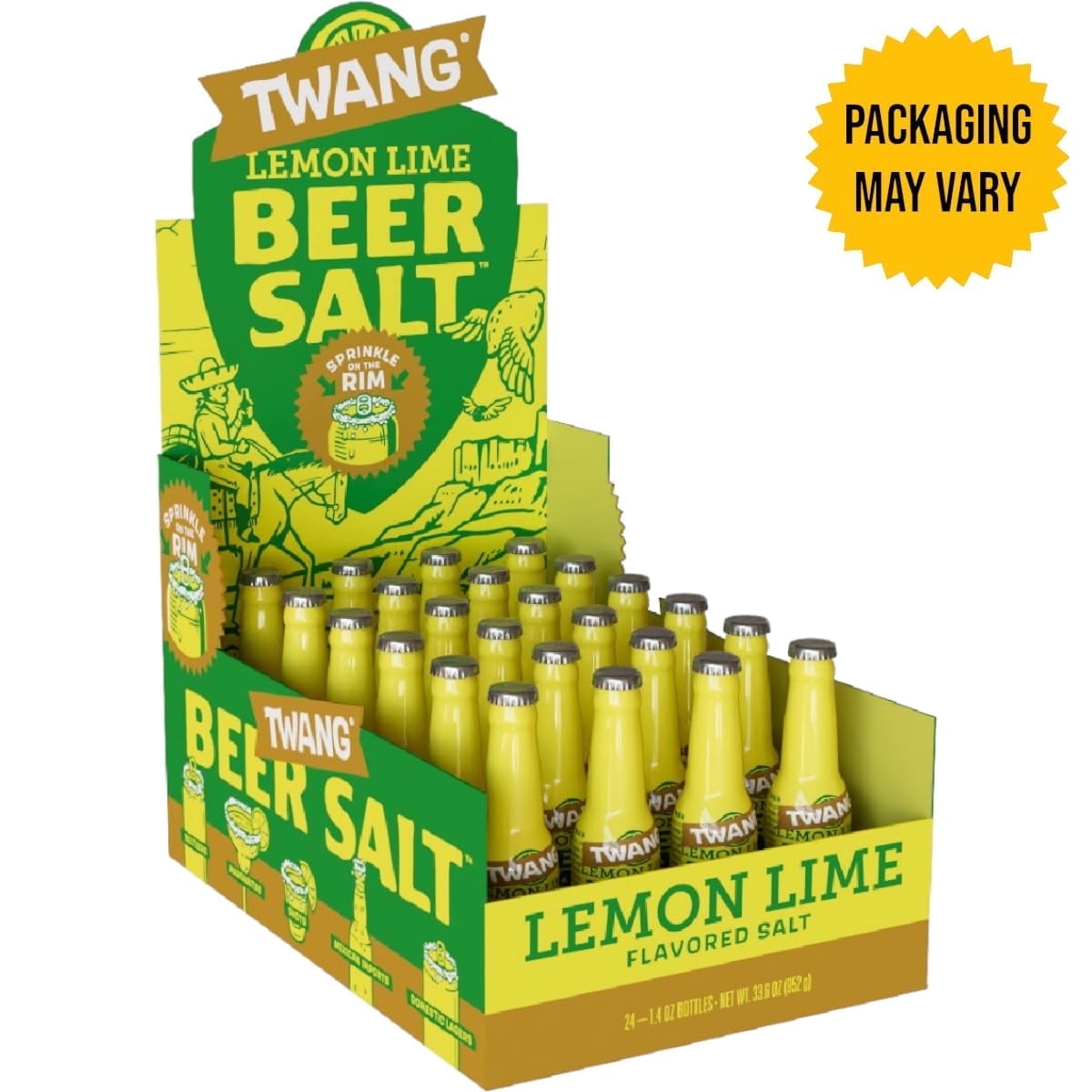 Twang Lemon-Lime Flavored Margarita Rimming Salt, 1.4 oz, 24 Count Plastic Bottles