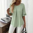 thumbnail image 2 of Gbobgt Women's Blouses Half Sleeve Crew Neck Casual Lightweight Summer Tops for Daily Office And Vacation Outfits Light green S, 2 of 6