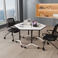 thumbnail image 6 of 2pcs Folding Conference Table with Wheels,47.2in Training Meeting Table with Flip-Top & Strong Metal Frame,Trapezoid Design for Classrooms & School Office Spaces(White), 6 of 7