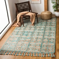 SAFAVIEH Sahara Philander Geometric Squares Area Rug, Rust/Aqua, 5' x 8'