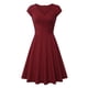thumbnail image 1 of Puntoco Vestido De Manga Corta Con Cuello En V, Vestido Suelto De Verano De Color Sólido De Manga Corta Con Cuello En V Rojo L, 1 of 3
