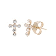 Brilliance Girls 14kt Yellow Gold Cubic Zirconia Cross Stud Earrings for Kids