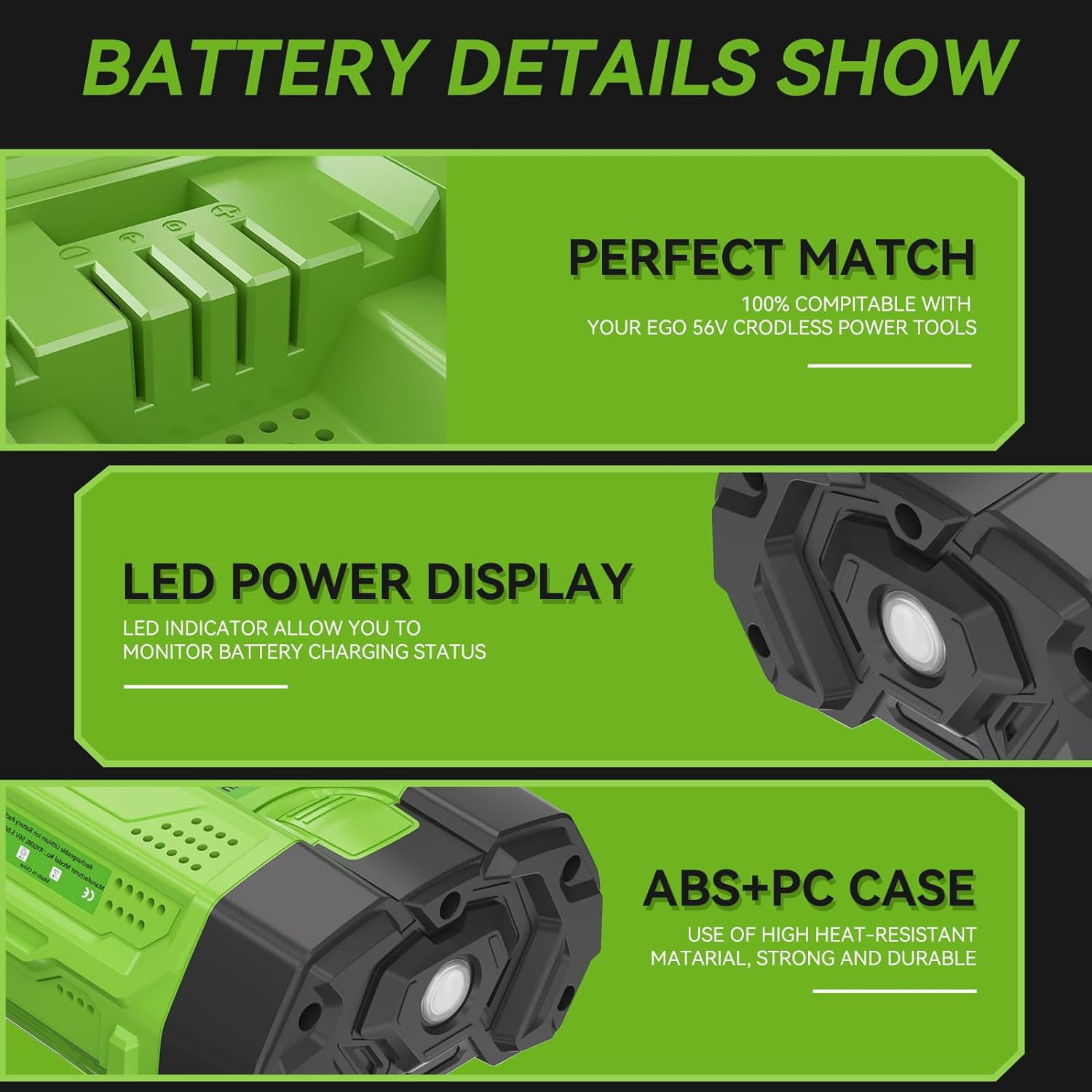 Ohyes Bat 56V 5000mAh Lithium-Ion Replacement Battery for EGO 56V CS1604