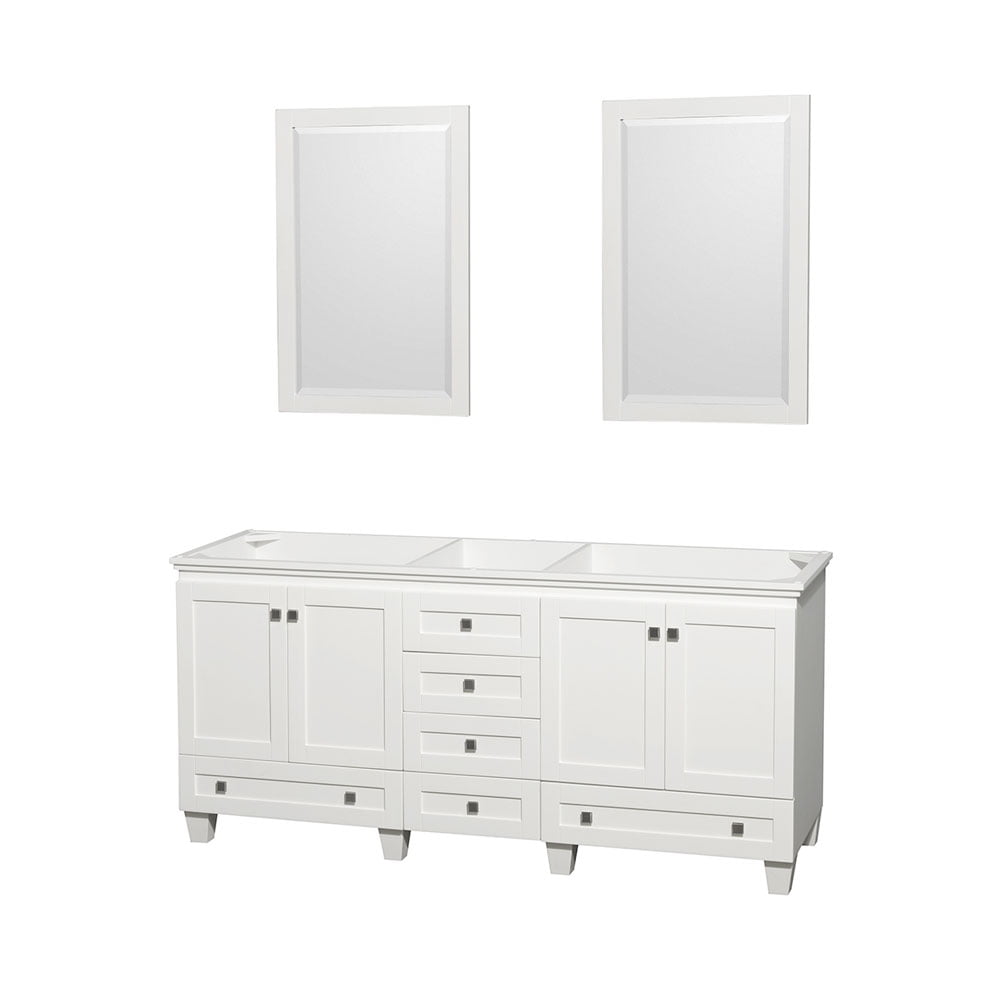 Wyndham Collection Acclaim 72 inch Double Bathroom Vanity in White, No