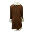 thumbnail image 5 of Women's Long Suede Jacket Fuzzy Lapel Open Front Long Cardigan Western Style Coat Brown XL, 5 of 5