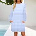 thumbnail image 1 of Qiopertar Vente de Liquidation Robe Mi-Mollet à Manches Courtes Col Rond Imprimé Mode pour Femmes Offres de la Semaine Moins de 5$, 1 of 5