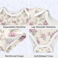 thumbnail image 3 of Pastel Purple Flowers Leaves Spring Pure Cotton Bodysuit Short Sleeve Pajamas One-Piece Romper Unisex 6M, 3 of 6