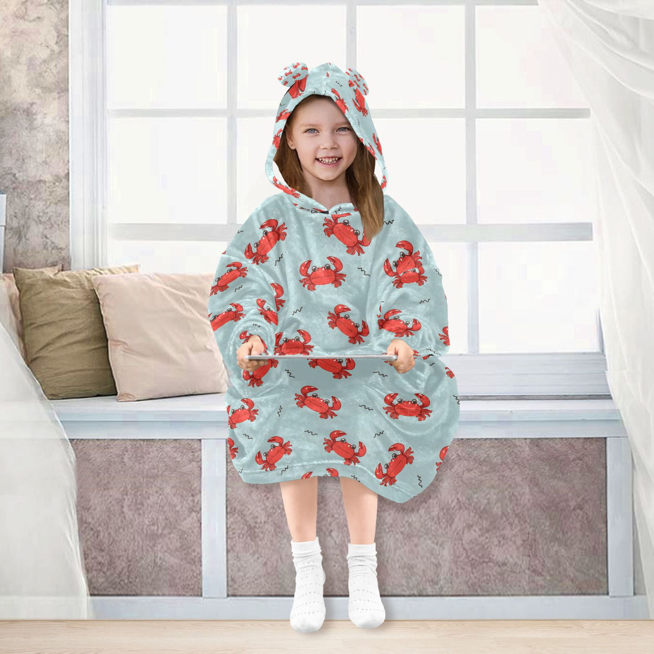 joogoo Wearable Blanket Hoodie for Funny Crabs Oversized Sherpa Hooded 3-14 YR M