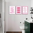 thumbnail image 7 of 3Pcs Framed Preppy Pink Bathroom Wall Art Set, Funny Guest Check & Shower Karaoke Stamp Canvas Posters, Trendy Indie Pop Room Decor for Women Powder Room Restroom 12x16in, 7 of 7