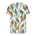 thumbnail image 4 of bnaln Women Tops Summer T Shirts Casual Button Short Sleeve Shirts Floral Printed V Neck Tees Shirts Elegant Tunic Tops Dressy Blouses Ladies Henley Shirts Pullover Going Out Tops, 4 of 5
