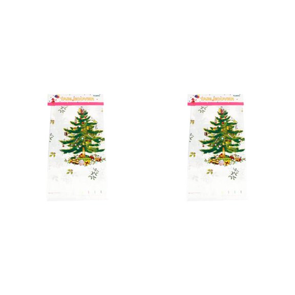 Injueey Mantel desechable de Navidad, mantel Rectangular con estampado de dibujos animados de PVC, suministros de decoración de ambiente para fiesta de árbol de Navidad 2piezas Injueey CBP016414