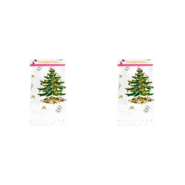 Injueey Mantel desechable de Navidad, mantel Rectangular con estampado de dibujos animados de PVC, suministros de decoración de ambiente para fiesta de árbol de Navidad 2piezas Injueey CBP016414
