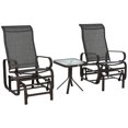 thumbnail image 1 of Outsunny 3 Piece Outdoor Glider Chair with Tea Table Set, Patio Garden Rocking Furniture for Poolside, Balcony, Deck, Garden, Backyard, Grey, 1 of 9