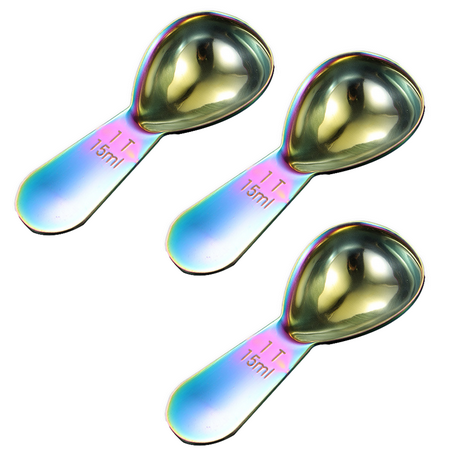

3 Pieces Coffee Scoop Stainless Steel Coffee Scoops Short Handle Tablespoon Measuring Spoons for Coffee Tea Sugar Magic Color Small
