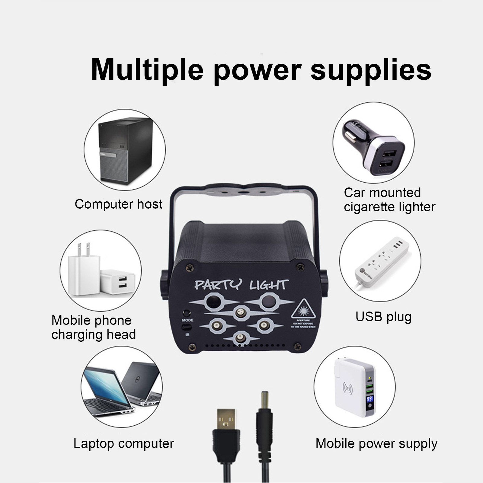 lulshou Party Projection Lamp Stage Light Multiple Projection Patterns Mini LED Color Projection Light Sound Control Remote Control RGB Full Color Portable Installation