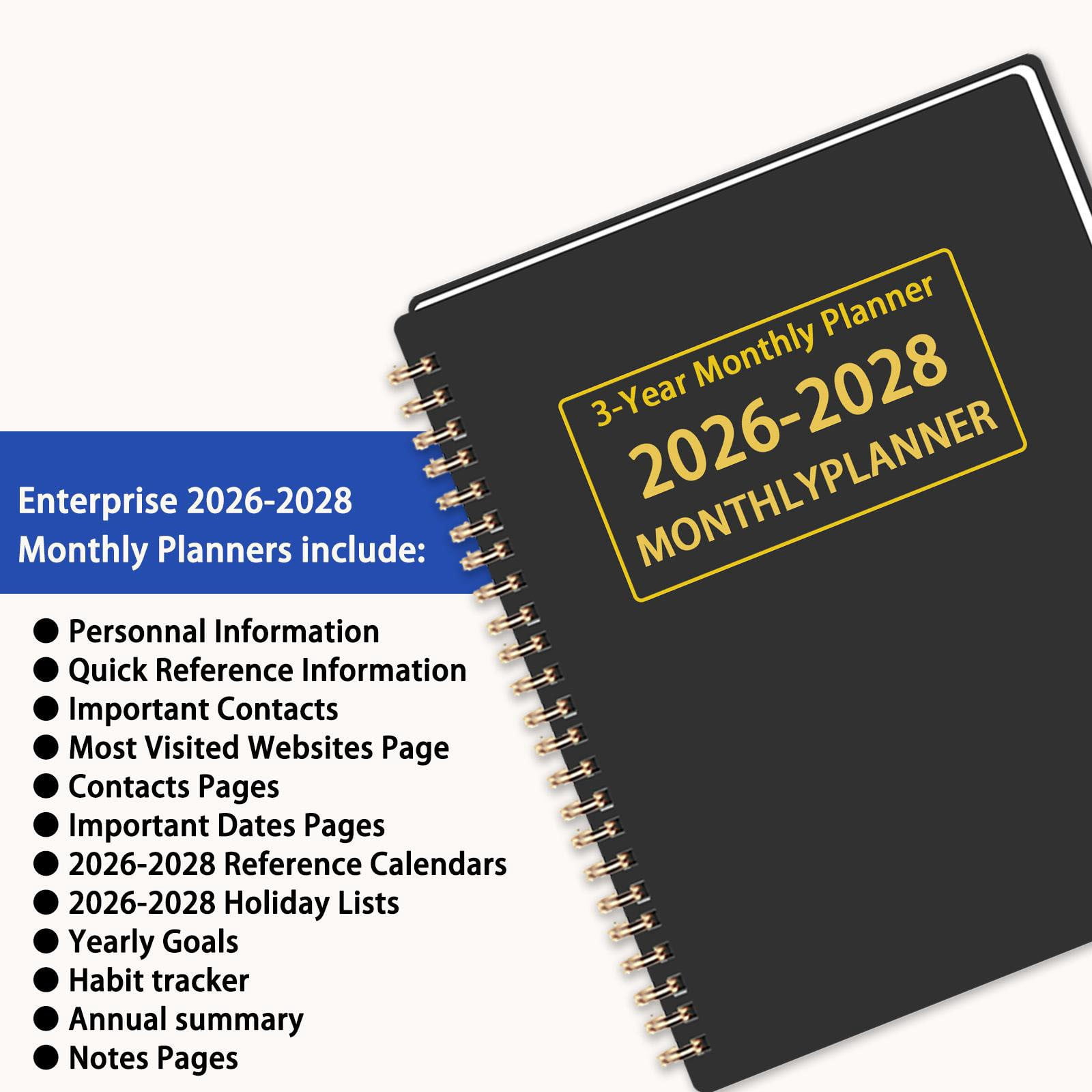 BinKFF Planner 2026-2028, 36 Months Weekly and Monthly Hardcover Planner, January 2026 - December 2028, 8.7" x 11.4" Daily Calendar Planner Book, Spiral Yearly Agenda Organizer Notebook