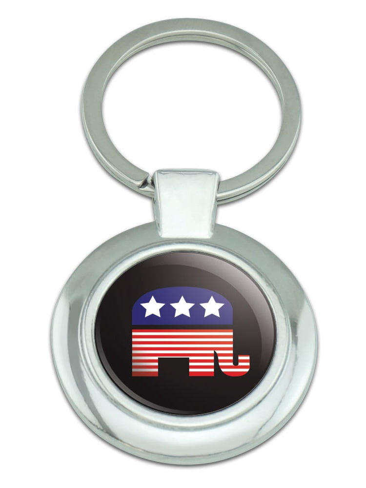 Republican Elephant American Flag Classy Round Chrome Plated Metal ...